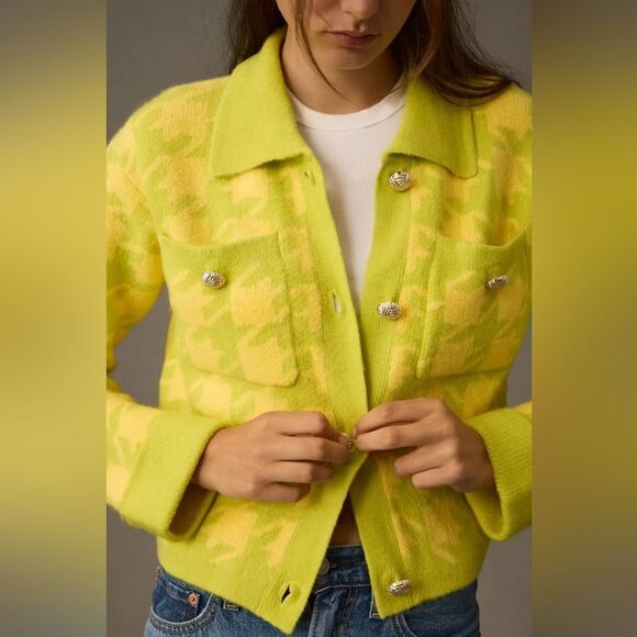 English Factory Houndstooth cardigan sweater XS - Picture 4 of 5